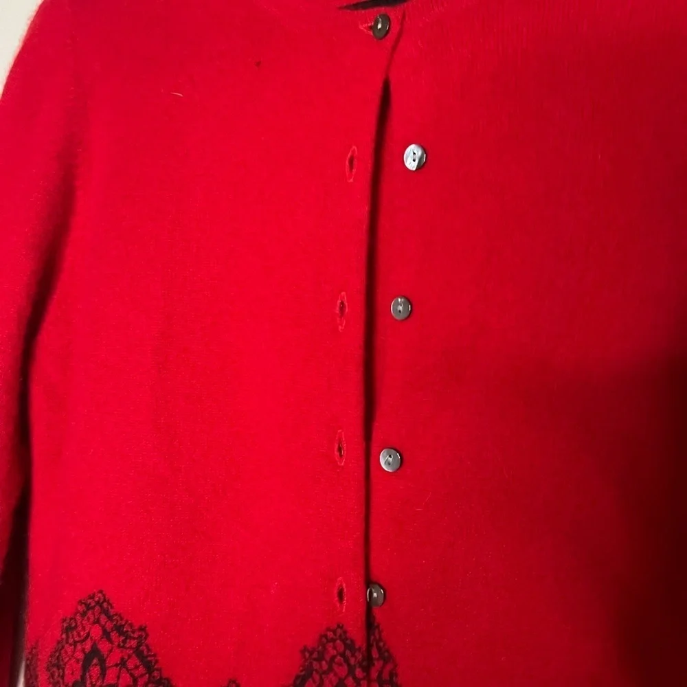 Charter Club 100% Cashmere Lace Print Cardigan